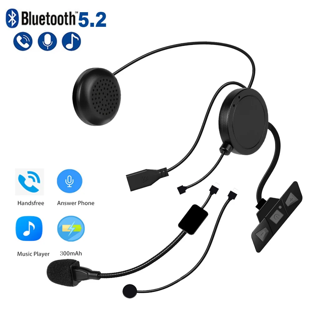 

Bluetooth 5.2 Motorcycle Helmet Headset Wireless Handsfree Stereo Music Player With Mic Moto Headphone for Rider Earphone