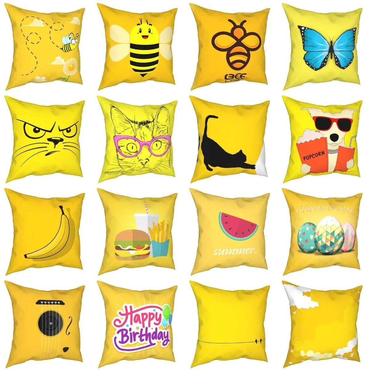 BEEKBING Customizable 45cm Yellow Decorative Pillowcase Pineapple