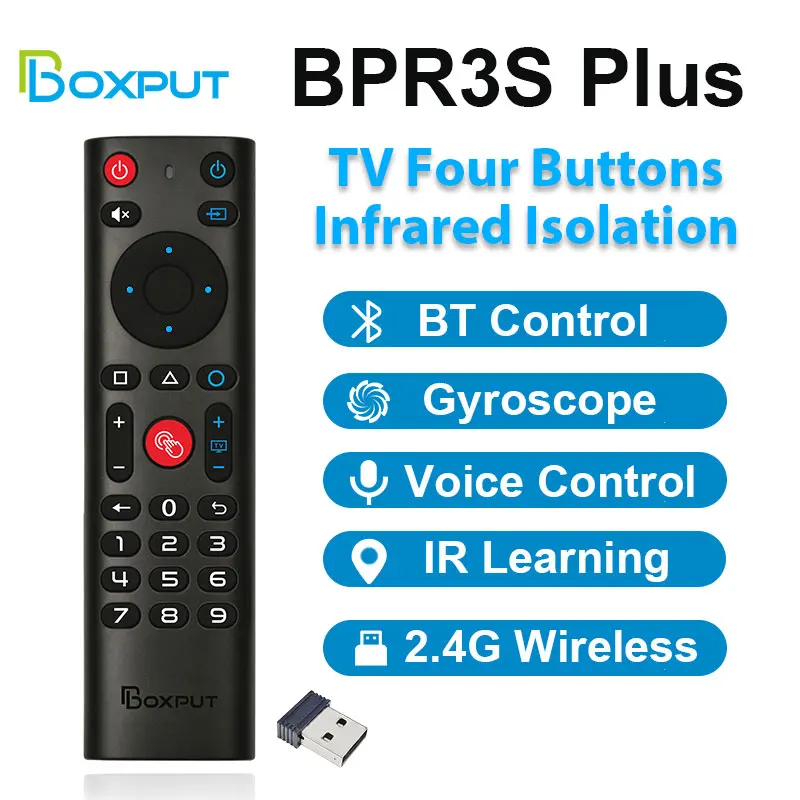 Controle Remoto sem Fio com Giroscópio Air Mouse Voice Control ir Learning Android Smart tv Box tv Stick bt Bpr3s Bpr3s Plus