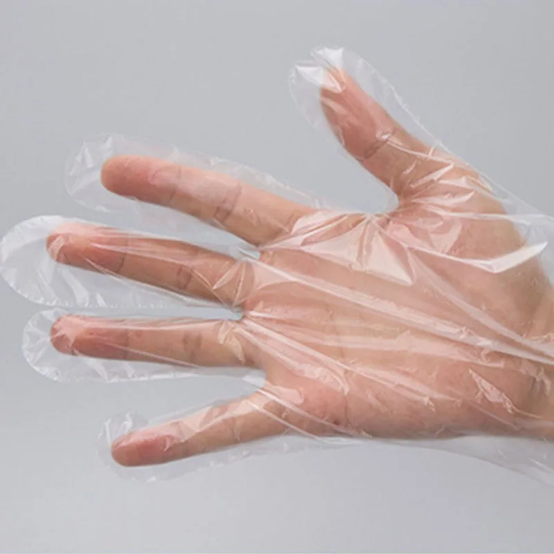 100pcs Food Plastic Gloves Transparent Disposable Gloves Kitchen Accessories