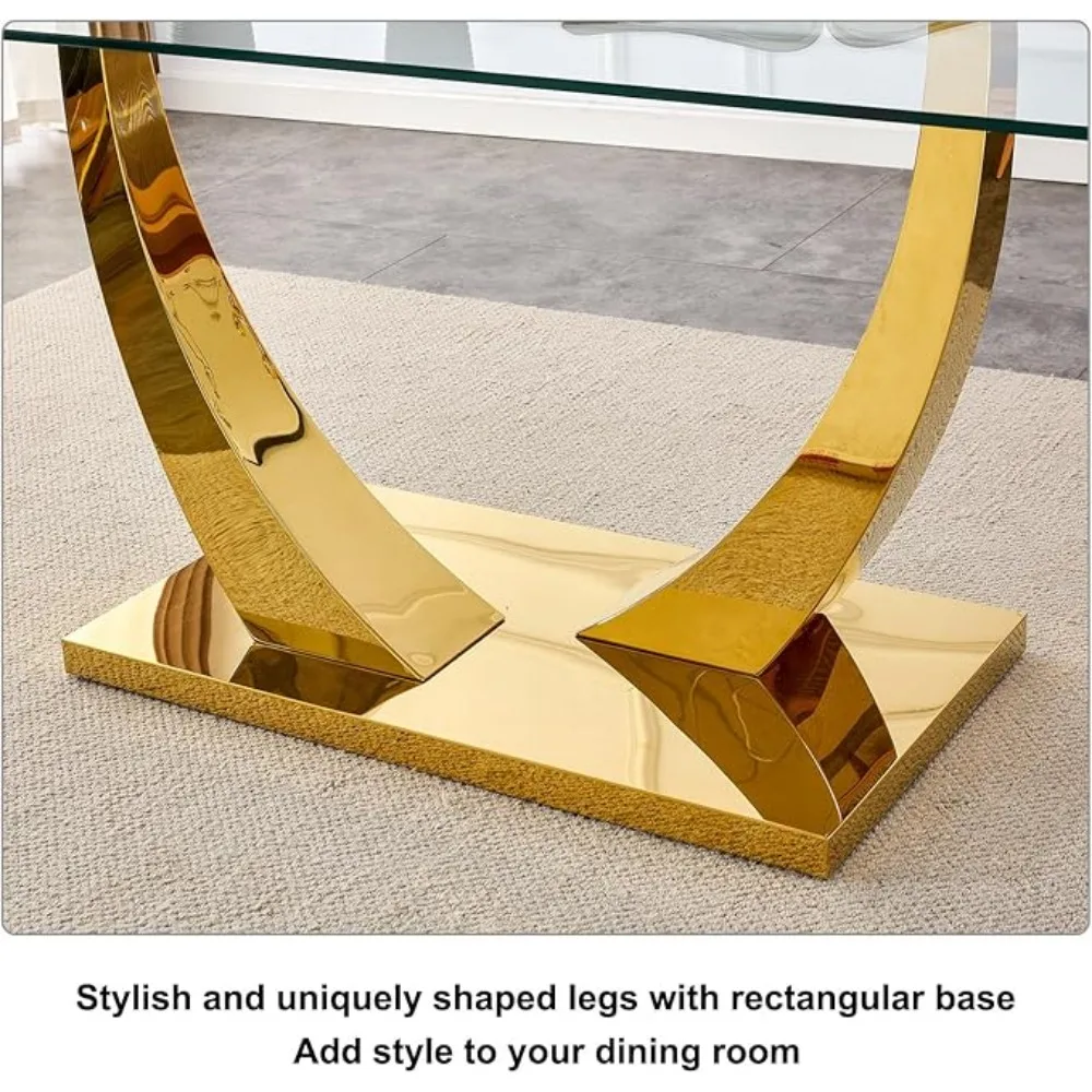 Dining Chair Living Room Table and Chairs Tempered Glass Dinings 5 Piece Dining Table with 4 Pcs Leather Dinings Chairs Living Room Set