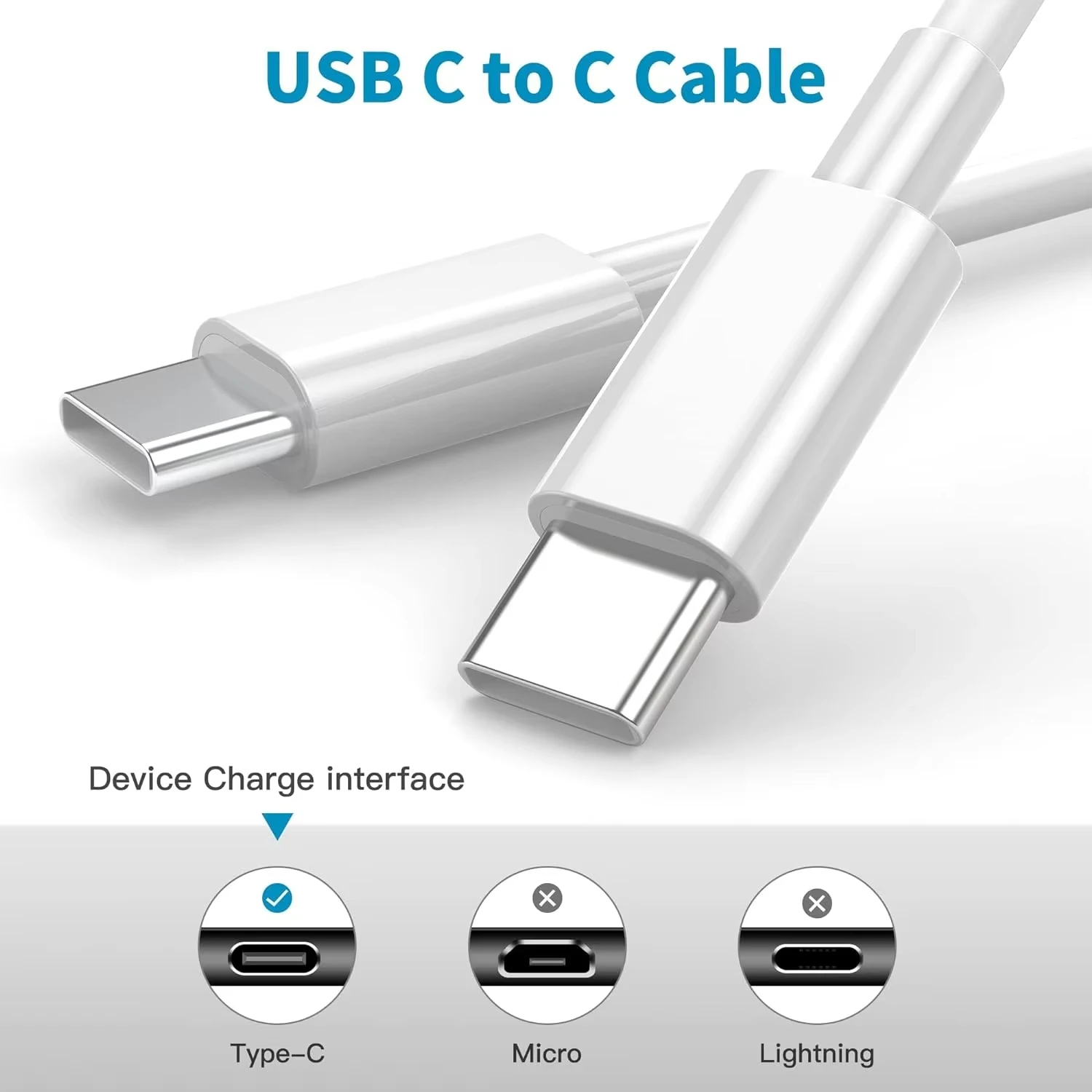 Charging Cable 60W Type USB C to C Fast For 15 Pro Max Android Smart Phone