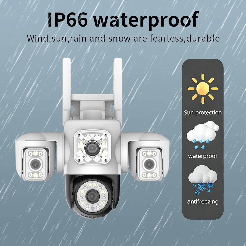 8K 15MP UHD Outdoor WiFi IP Camera Four Len Three Screen 360° 16X Zoom PTZ Security Cam Auto Tracking CCTV Wireless Surveillance 3