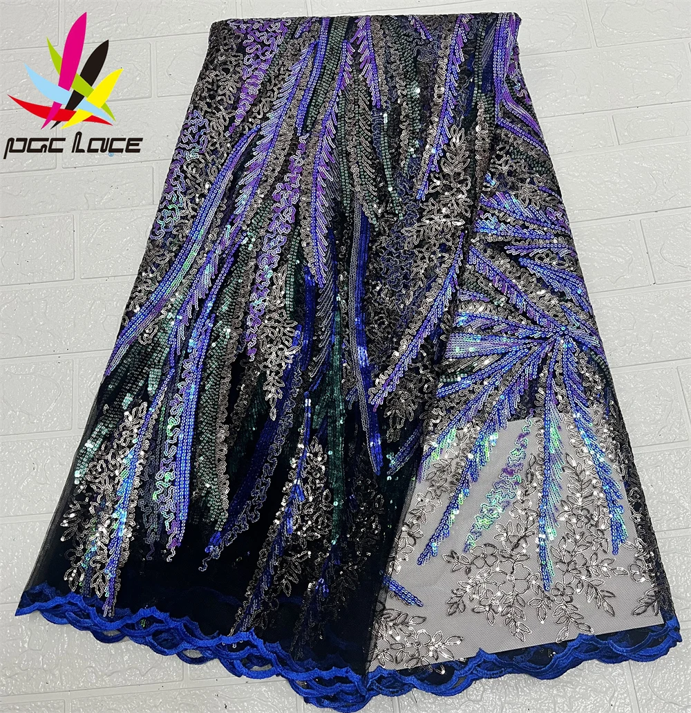 PGC Nigerian African Lace Fabric With Sequins For Wedding 2023 High Quality Tulle Lace French Net Lace Fabric For Dress LY759 pgc african sequins lace fabric 2021 high quality nigerian lace for wedding party french tulle lace fabric for dress ya4603b 5