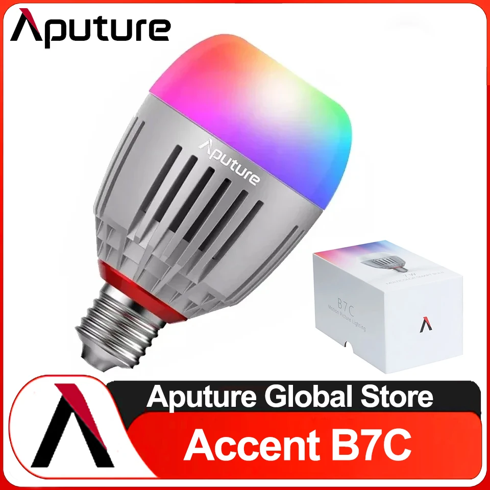 

Aputure Accent B7C 7W RGBWW LED Smart Bulb 2000-10000K Rechargeable Portable Video Lighting with CCT 9 Built-in Lighting FX