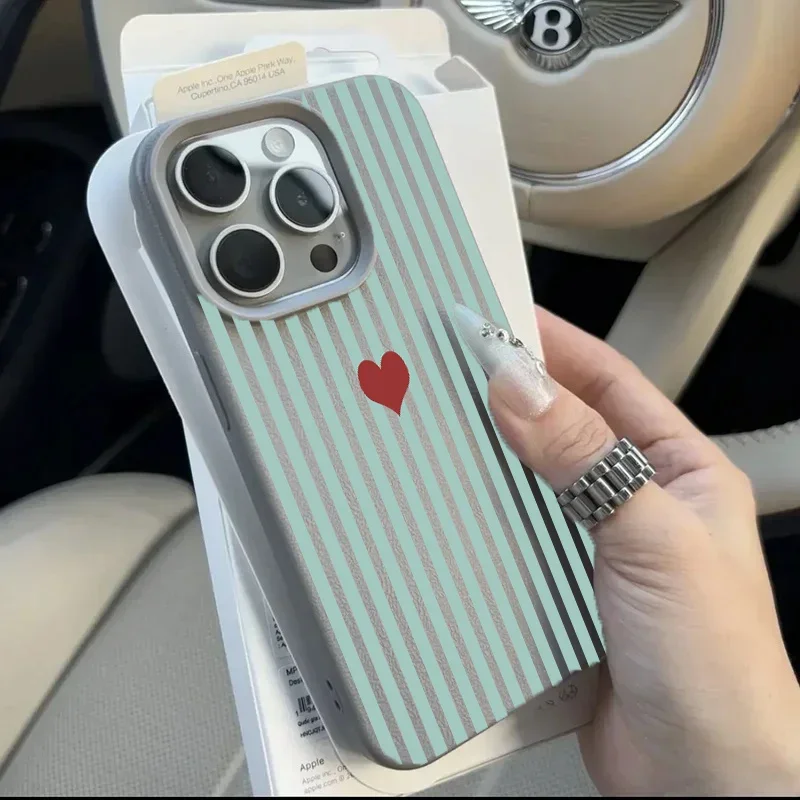 Vibrant Striped Heart Design Phone Case Cover