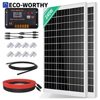Kit de panneaux solaires monocristallins ECO-WORTHY 240 W comprenant un panneau solaire 12 V + un contrôleur de charge solaire 30 A + un câble solaire de 5 m 1