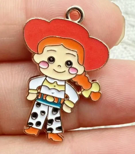 Set of 10 Gold Enamel Cartoon Charms for DIY Jewelry and Crafts
