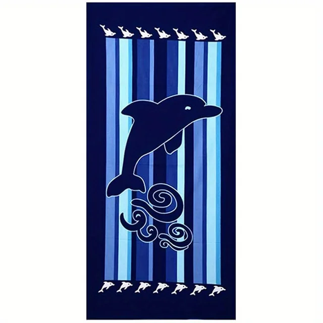 Beach Towel Dolphin Design and Stripes Pattern Sun Protection and Windproof Suitable for Swimming Pool Camping Travel Blanket 2