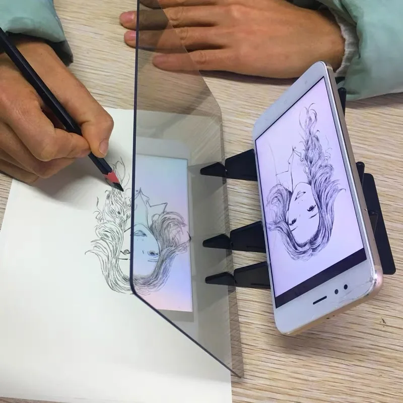 Portable Optical Drawing Copying Board with Projection Screen for Mobile Tablet