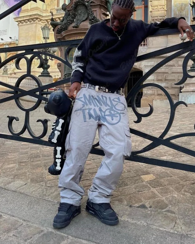 

Y2K Retro Street High Waist Elastic Cargo Pants with Multiple Pockets Red Shallow Flare American Style Explosive High WaistPants