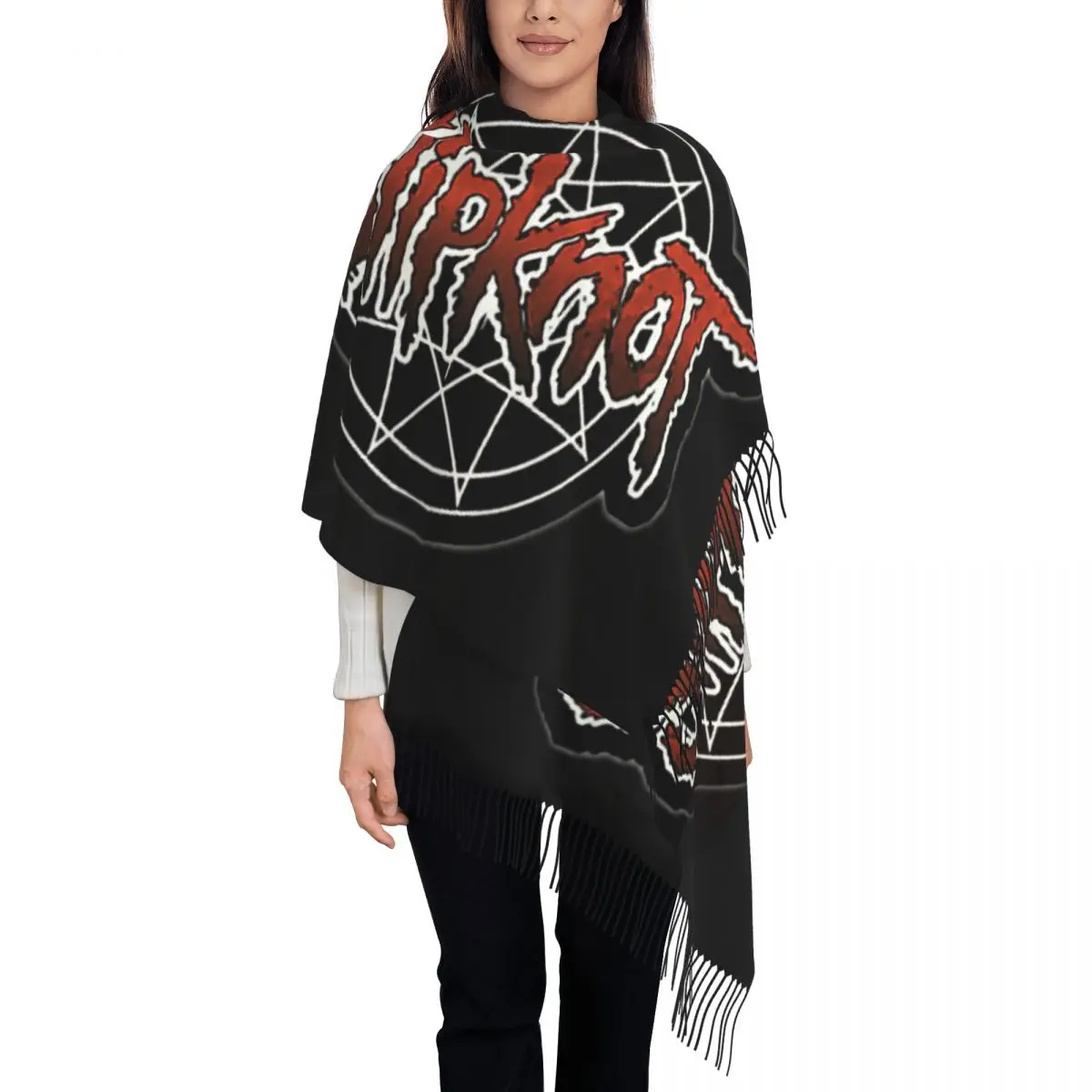 

Customized Print Slipknots Logo Rock Music Scarf Women Men Winter Fall Warm Scarves Heavy Metal Rock Roll Shawl Wrap