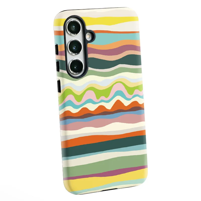 Vibrant Striped Protective Phone Case with 2-in-1 Film Shell Cover