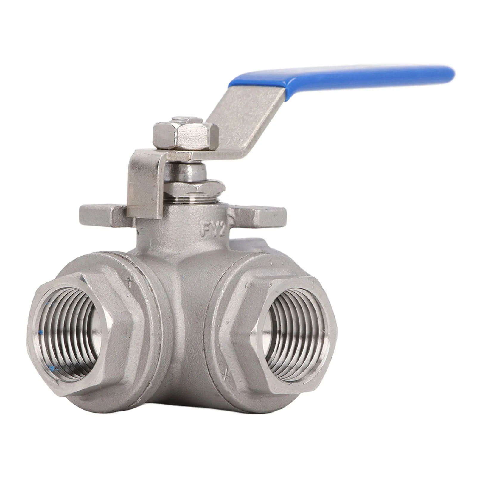3 Way Ball Valve 3 Way Ball Valve 1/2in DN15 304 Stainless Steel Female Thread L Type Manual Drive for Water Oil Gas