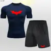 T Shirt Shorts Suit Men Tracksuit Bat Compression Gym Tight Yoga Sets Workout Jogging Top Fitness Clothing Sportswear 2