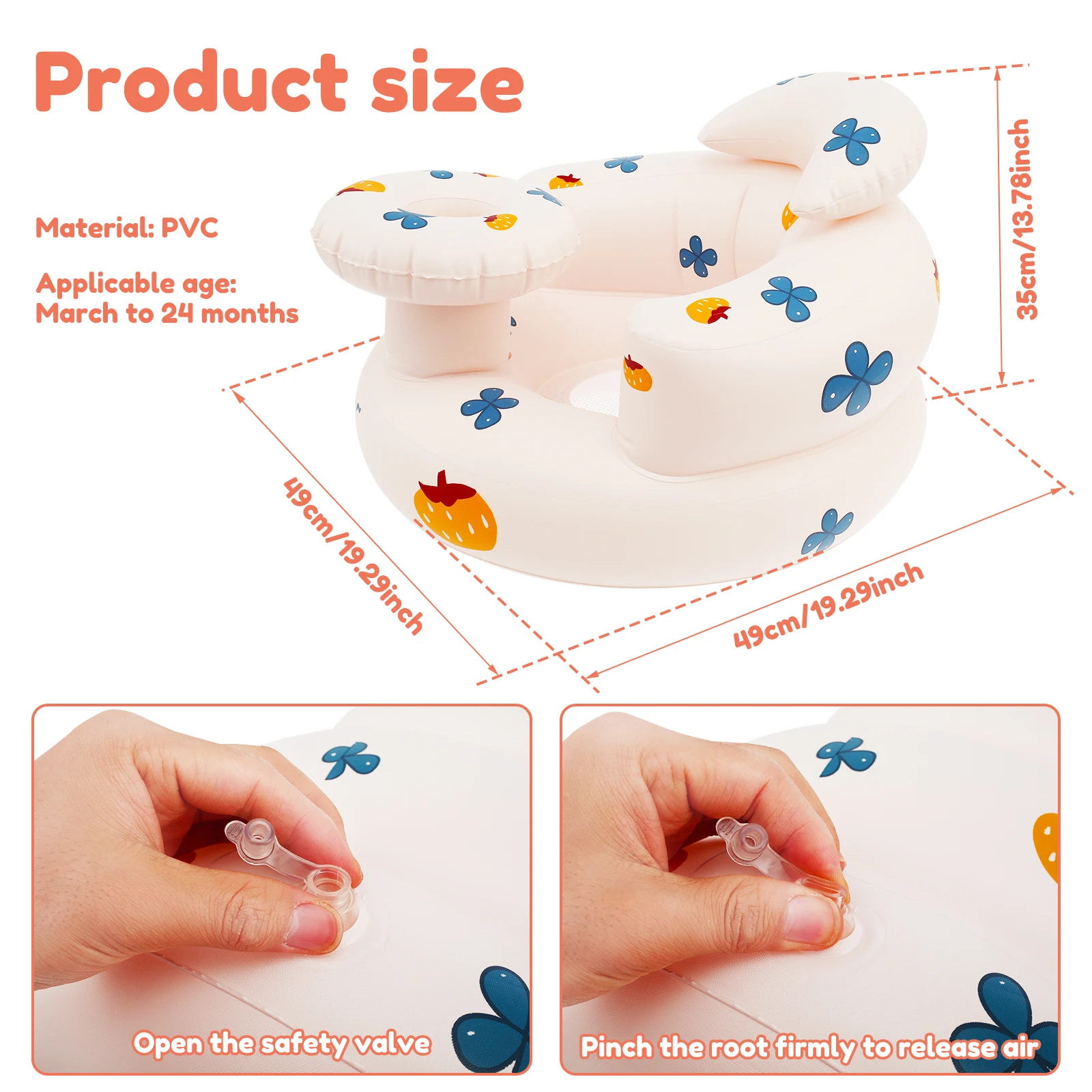 Inflatable Baby Chair Portable Baby Sofa Breathable Inflatable Baby Chair PVC Multifunctional Seat Practice Sitting Bath Stool 6