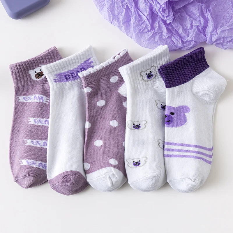 

Sock Cute Women Pairs/lot Ankle Calcetines Invisible Cotton Boat Socks Sock Cartoon Breathable Flowers Mujer Short 5 Summer