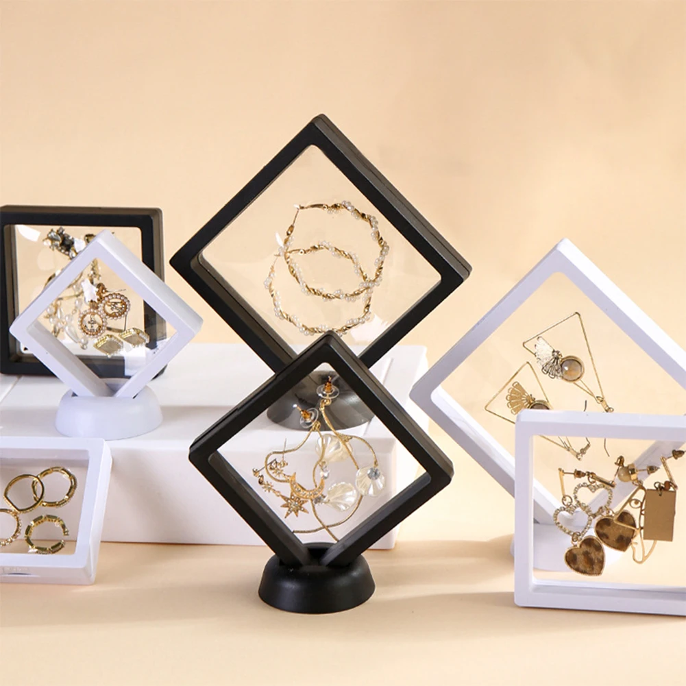 3D Floating Frame Display Holder Creative Acrylic Ring Pendant Display Holder for Antique Challenge Coins Medals Jewelry