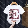 Letter A-Z Minnie Children  T-Shirts Name Combination Disney Kawaii Cartoons Clothes Kids Little Boy Girl Tee Shirts Casua 6