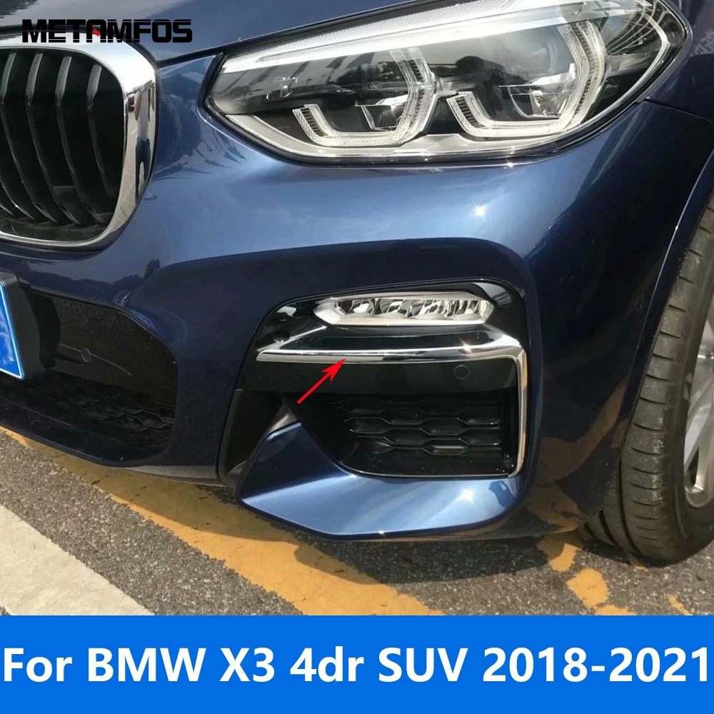 

Front Fog Light Lamp Eyelid Eyebrow For BMW X3 4dr SUV 2018 2019 2020 2021 Chrome Foglight Strip Trim Accessories Car Styling