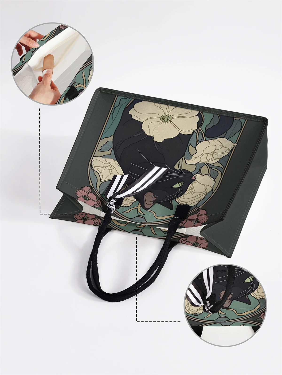 Cute Cat Pattern Printed Handbag - Tote Bag, Women's Gift Handbag Beach Bag, Large Capacity Handbag Suitable for Men and Women