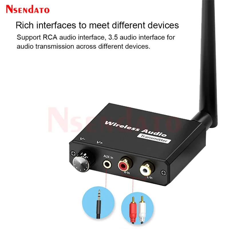 50M Wireless Audio Transmitter Receiver Adapter 2.4G Digital Wireless Adapter with 3.5mm R/L AUX for TV Box DVD Laptop Speaker