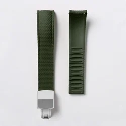 Premium FKM Rubber Quick Release Waterproof Watch Strap, Sport Edition - 21mm (Military Green S)