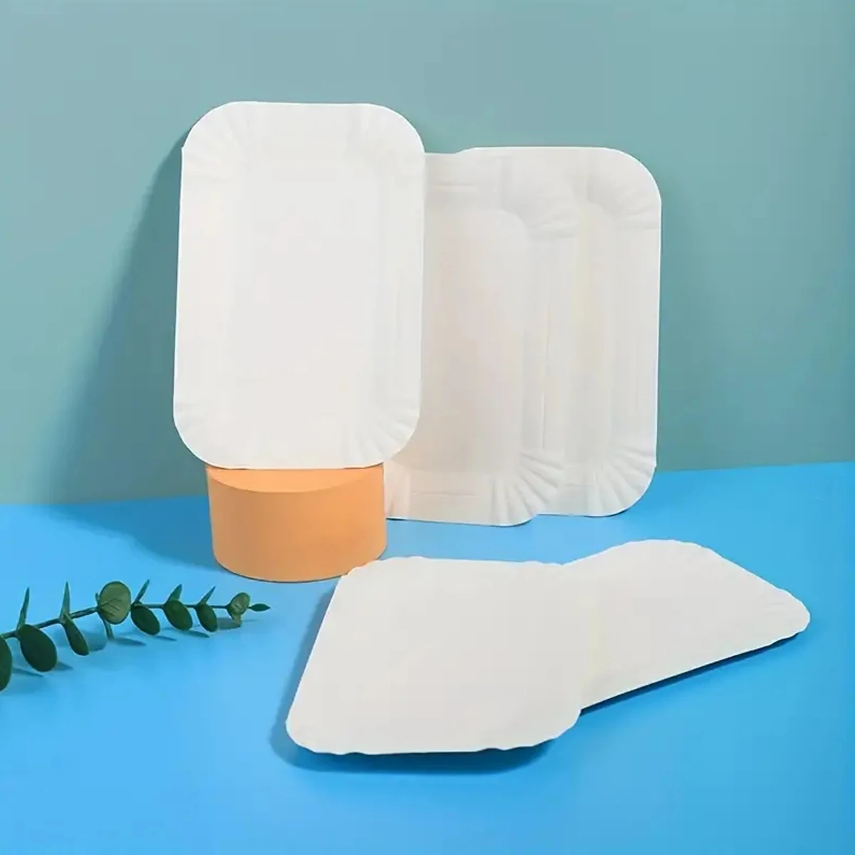 20/50pcs Rectangular Cake Tray White Paper Plate Disposable Dinner Plate Paper Cake Disposable Dinner To