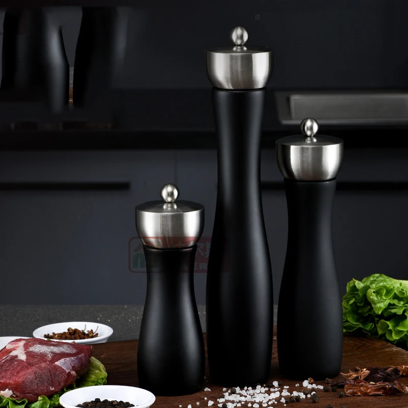 Black wood pepper mill ceramic core kitchen tool 304 stainless steel manual pepper  mill - AliExpress