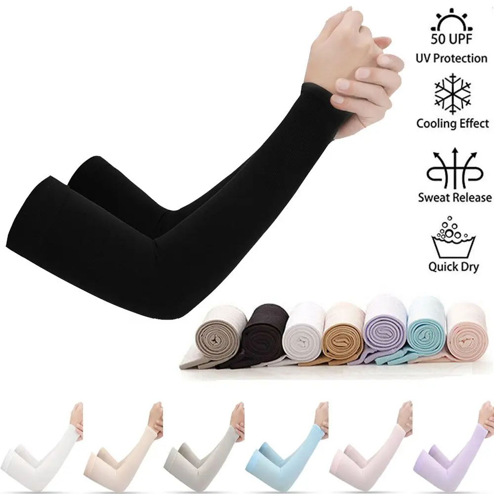 Summer Cycling Cooling Ice Silk Arm Cover Anti-UV Arm Sleeves Running Outdoor Sport Sun Protection Woman Men Fingerless Gloves