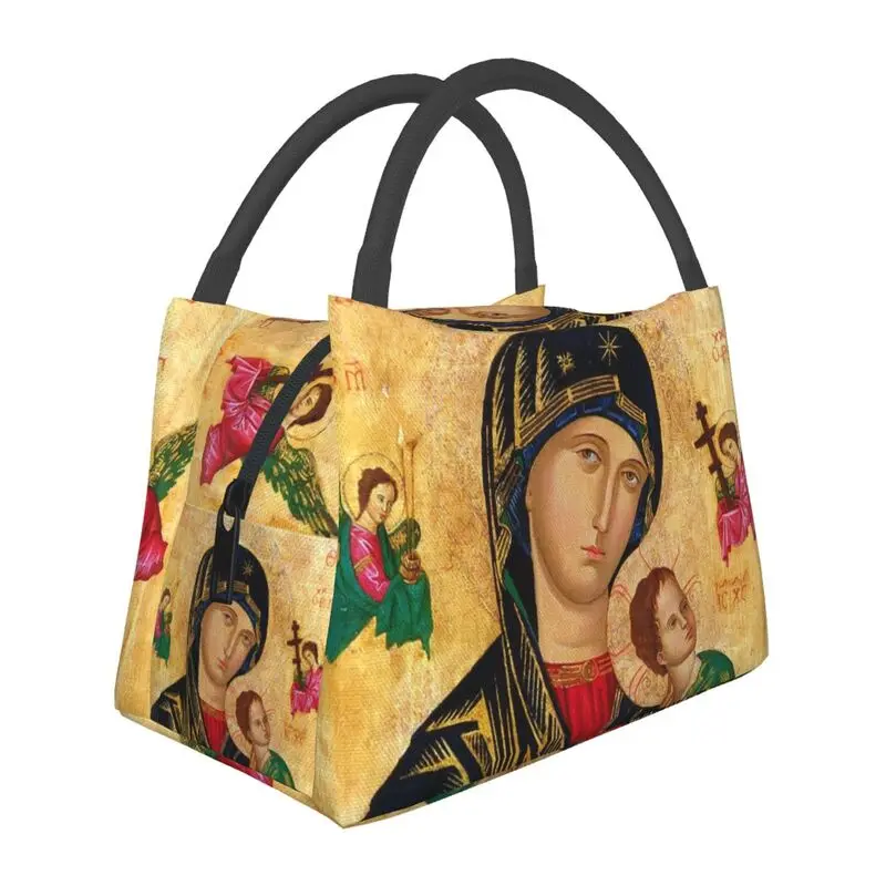 

Our Lady Of Perpetual Help Insulated Lunch Bags Roman Catholic Virgin Mary Thermal Cooler Lunch Tote Office Picnic Travel