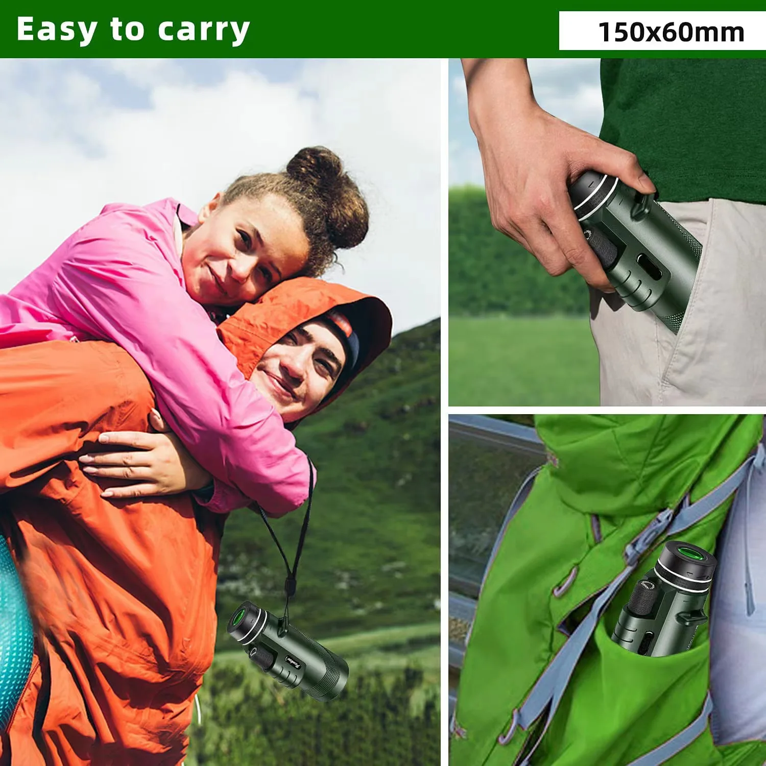 Powerful 80X100 HD monocular telescope with tripod mobile phone clip hunting wild animals, bird watching, camping and hiking 5