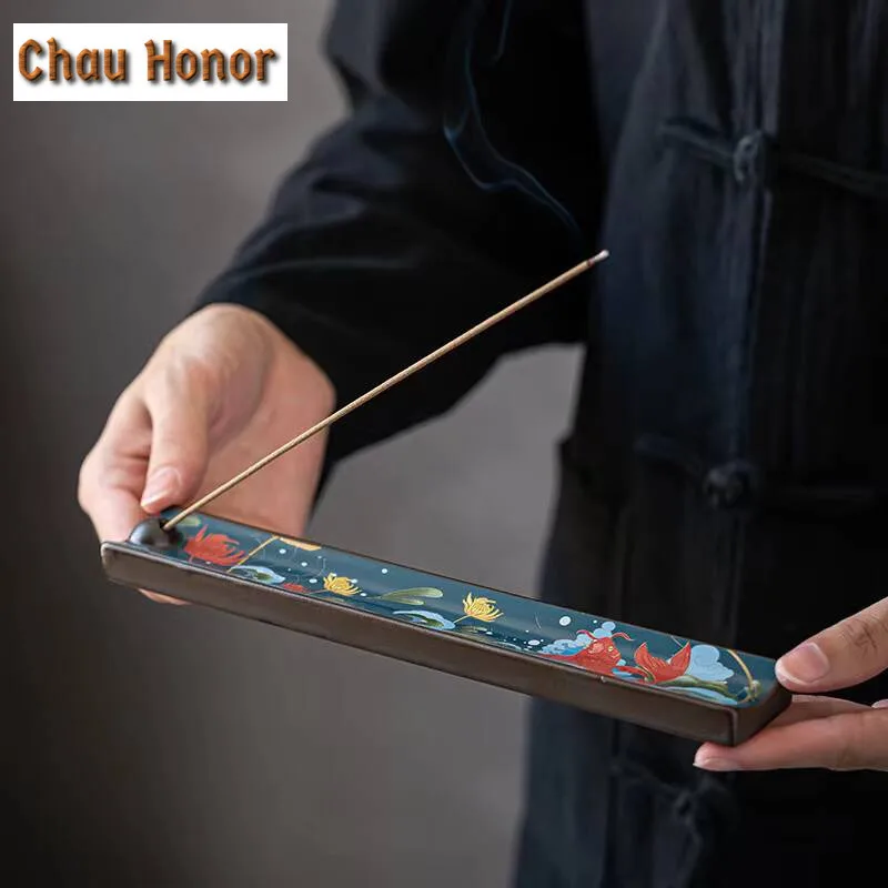 Color Enamel Ceramics Incense Sticks Holder Home Crafts Ornaments Incense Sticks Burner Interior Meditation Insence Burner Stand