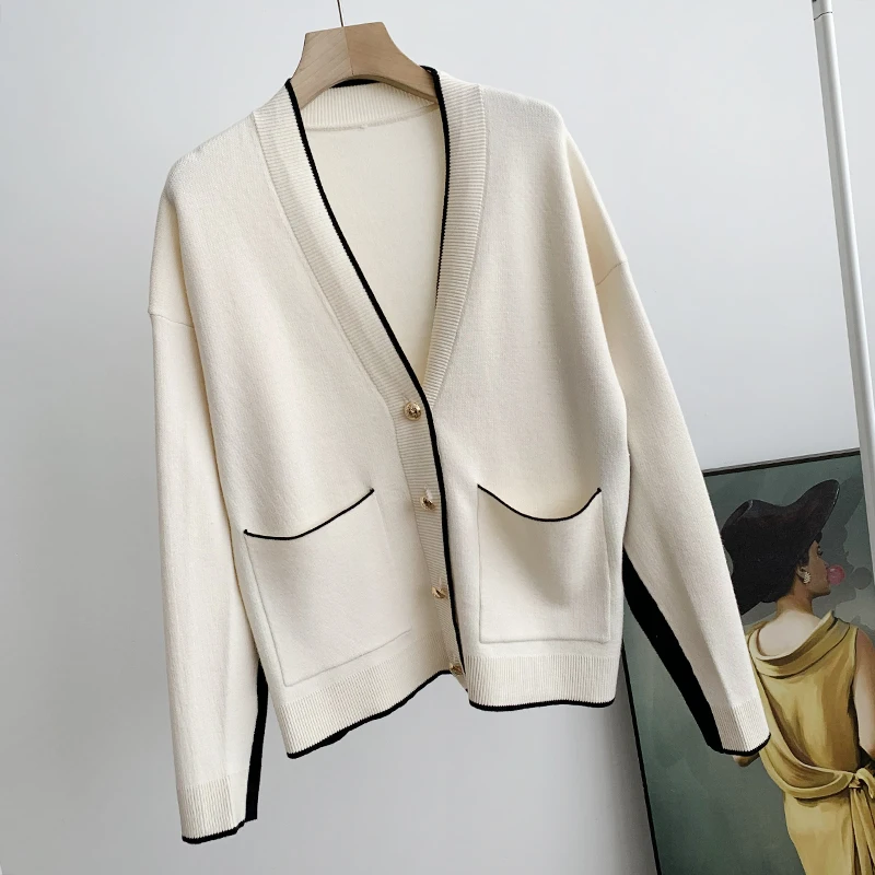 Donegirl 2023 Women Cardigan Button V-Neck Knitted Sweater Cardigans Female Casual Pockets Fashion Ladies Tops cardigans mujer 2
