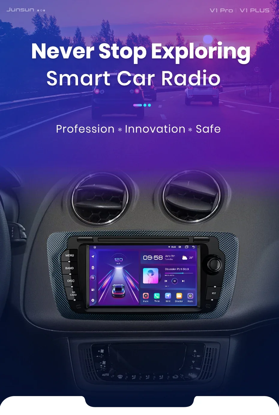 7 Zoll RDS DSP BT 2 DIN Autoradio für Seat Ibiza 6j 2009–2013 5G WiFI GPS Wireless CarPlay Android Auto Intelligentes Autoradio – Detail 2