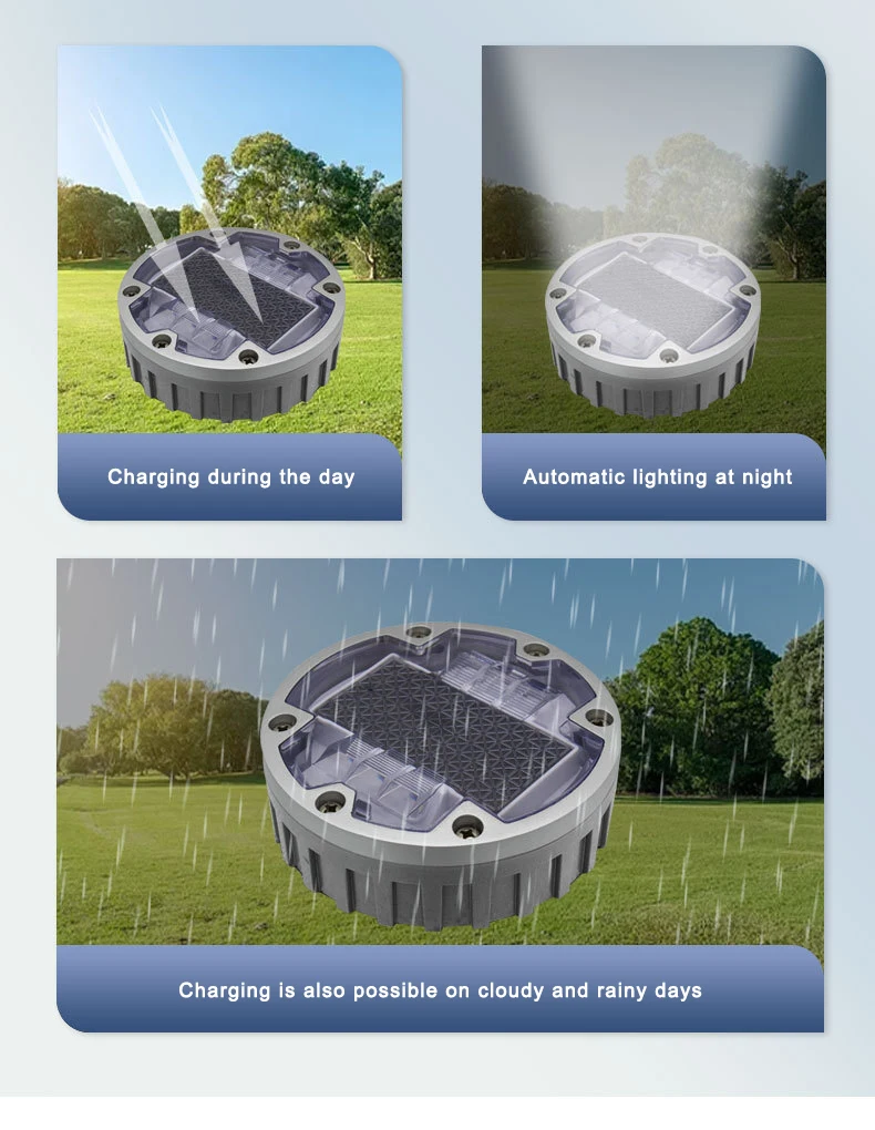 Aluminum Waterproof High Bright Fog-proof LED Solar Powered Road Stud Light 1800mAh Reflective Ground Warning Lamp