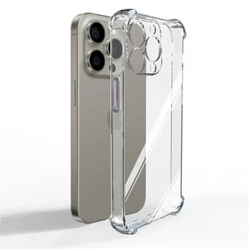 Coque de téléphone transparente en Silicone antichoc de luxe, étui souple Transparent pour iPhone 16 15 14 13 12 11 Pro Max Mini X XR Xs 7 8 Plus SE