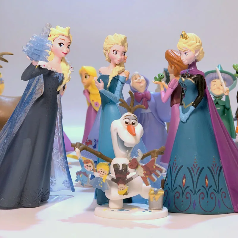 Disney Cartoon Frozen Elsa Anna Kristoff Olaf Action Figure Dolls Toys Chameleon Dolls Decoration Model Gift Kids