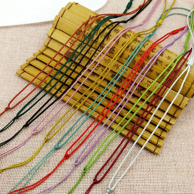 플랫 매듭 더블 푸시 목걸이 로프, DIY 얇은 손으로 짠 목걸이 로프 에스닉 주홍색 옥 목걸이 펜던트