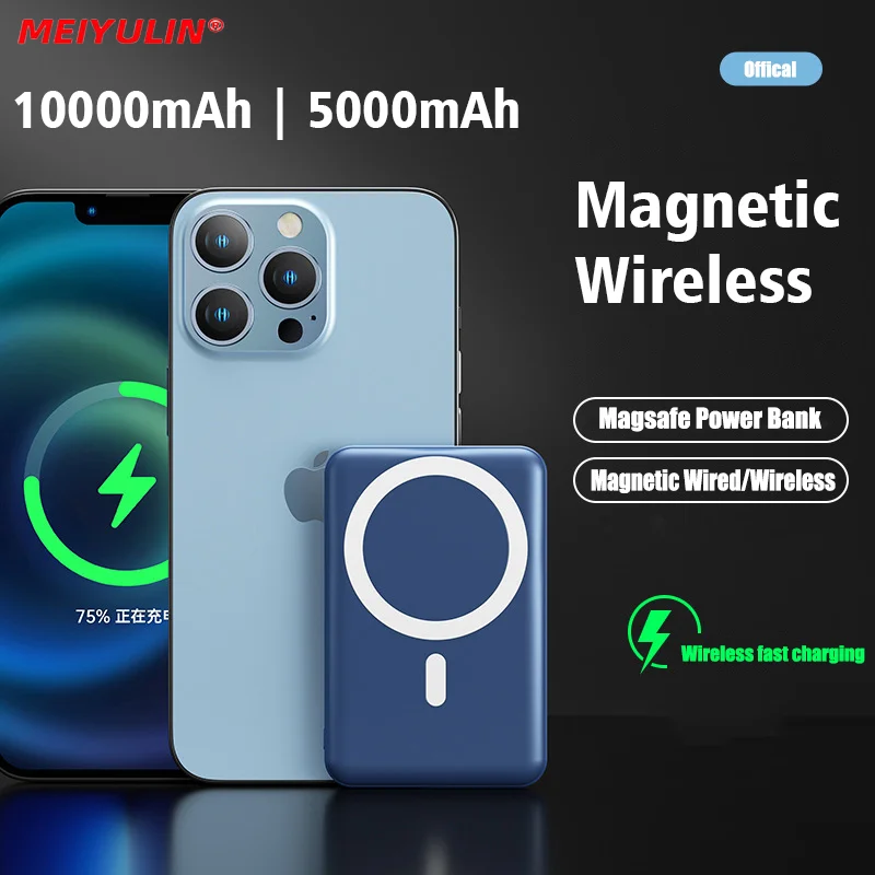 

10000mAh Portable Wireless Magnetic Power Bank PD Fast Charger Powerbank External Spare Battery For iPhone 14 Xiaomi Samsung