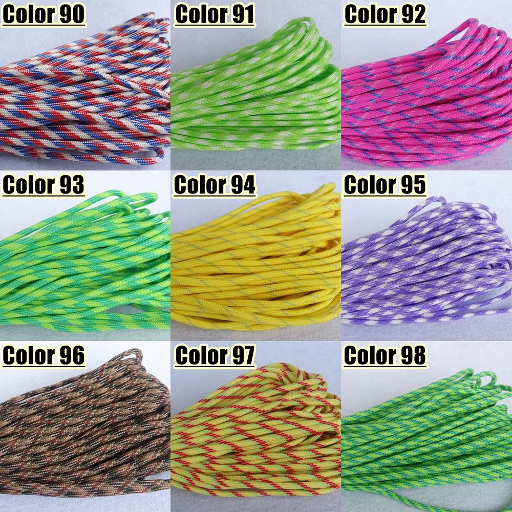 1 Stück 100FT 550 Paracord Fallschirmschnur Lanyard Mil Spec Typ III 7 Strang Kern zum Klettern Camping Schnallen Armband 81-120 – Detail 4