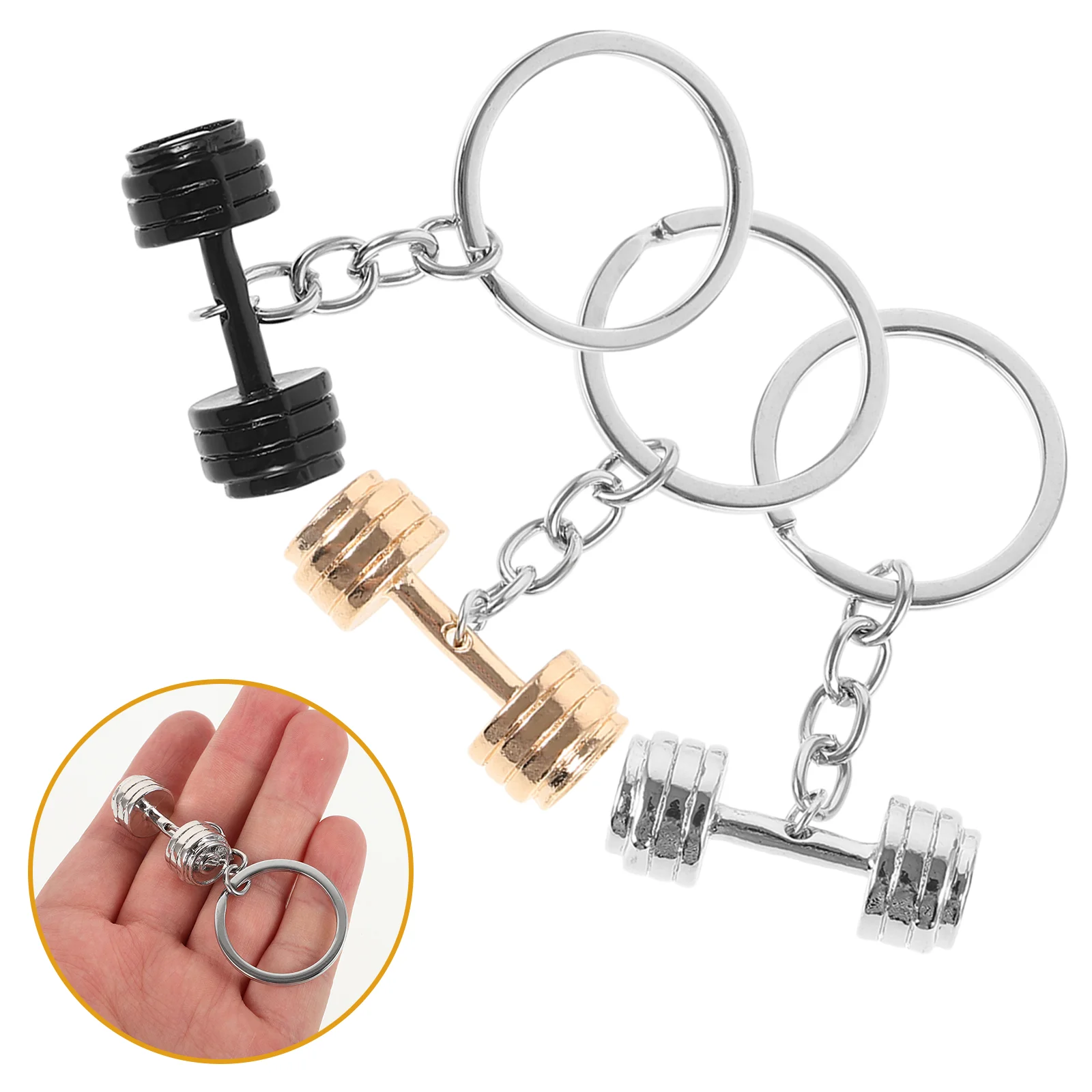 

3 Pcs Dumbbell Key Rings Key Pendants Dumbbell Keychains Bag Hanging Decors