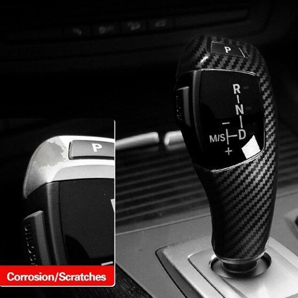 

ABS Carbon Fiber Gear Shift Knob Cover Trim For BMW E60 E70 E71 5 Series X5 X6 Imitation Carbon Fiber Gear Lever Shell