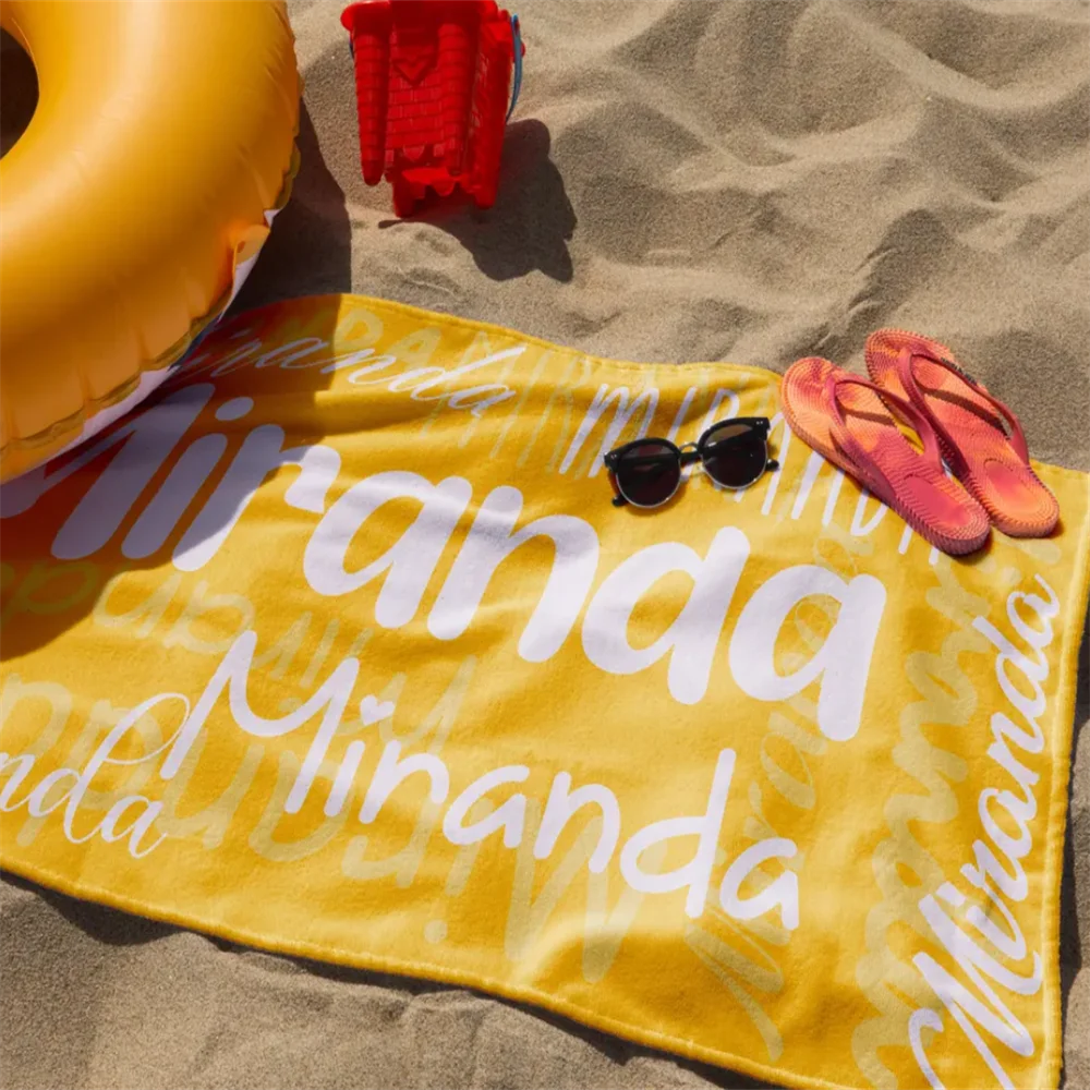 Personalized Beach Towel with Name, Oversized Monogram Pool Towels For Kids/Adult, Bachelorette Party Towel Gift, Birthday Vacat