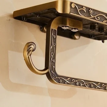 Fashion Bathroom Space Aluminium Cell Phone Roll Paper Shelf European Retro Carved Cell Phone Toilet Paper Shelf Home Decors 2