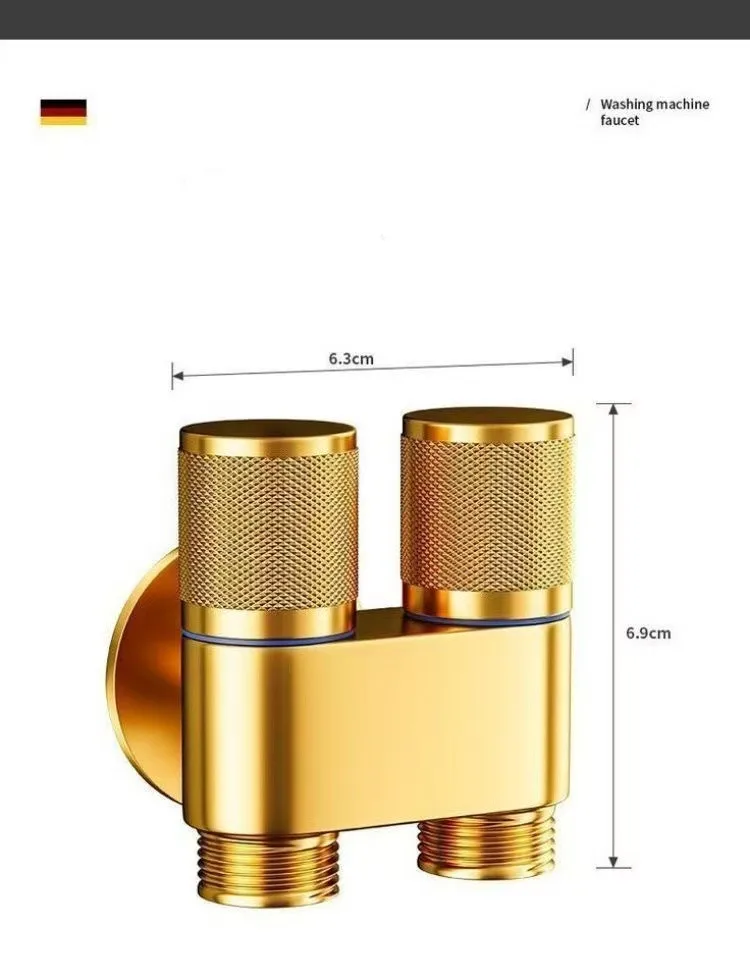LSSH Dual outlet one in two out washing machine faucet automatic water stop valve special copper tee one in two connector