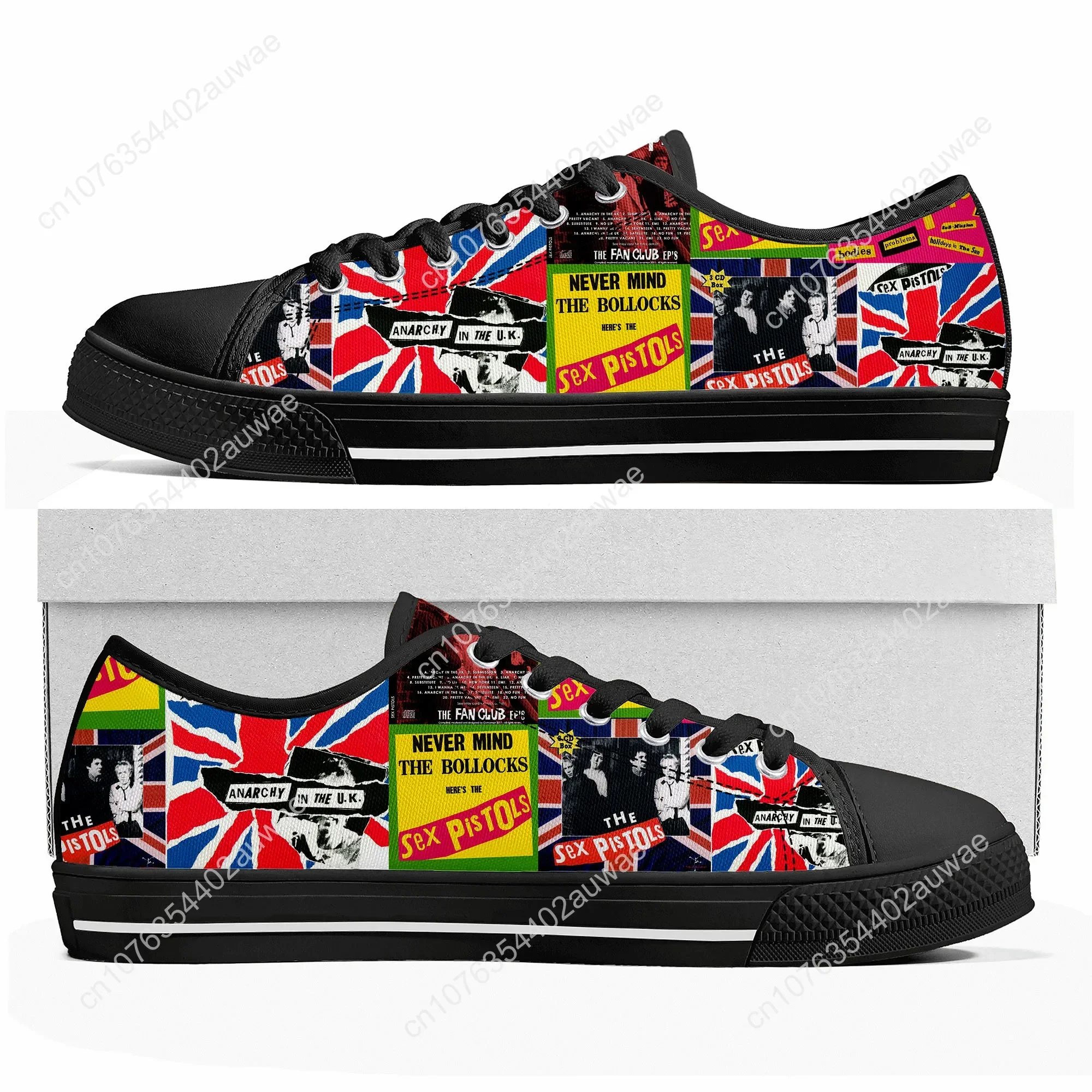 Sex Pistols Punk Rock Band Low Top High Quality Sneakers Mens Women Teenager Canvas Sneaker Casual Couple Shoes Custom Shoes