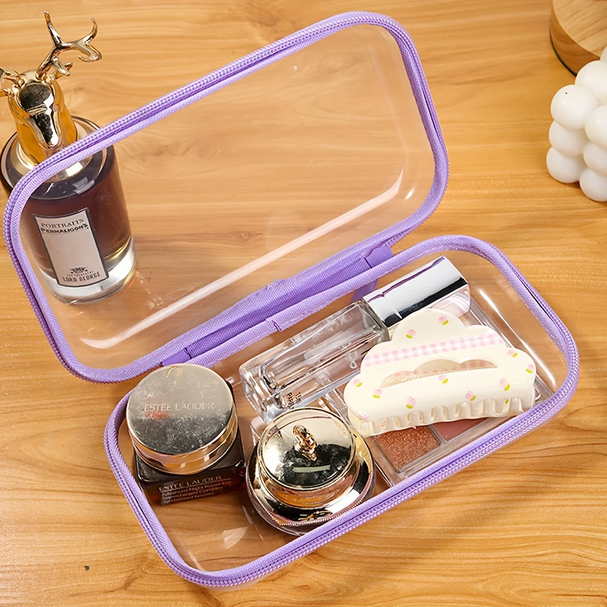 1/5pc Plastic Transparent Jewelry Storage Makeup Bag Simple Stationery Pencil Case Portable Travel Organizer Cosmetic Case 3