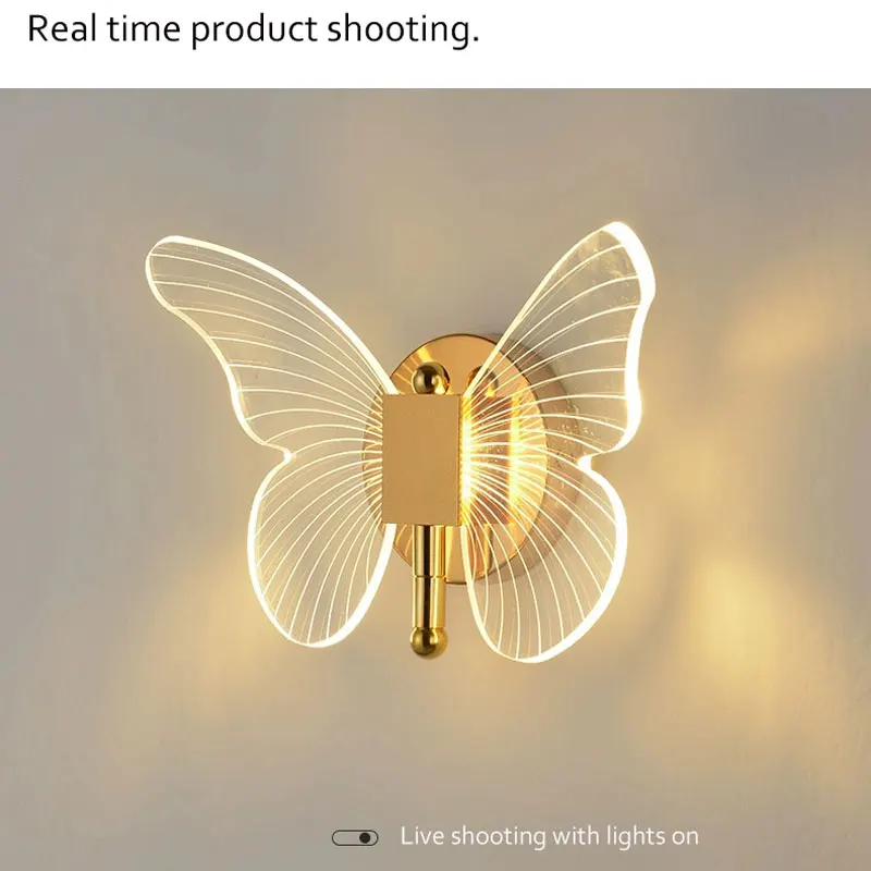 

Light luxury creative butterfly style wall lamp, Bedside lamp, intelligent Remote Control Restaurant lamp, Duplex Staircase Lamp