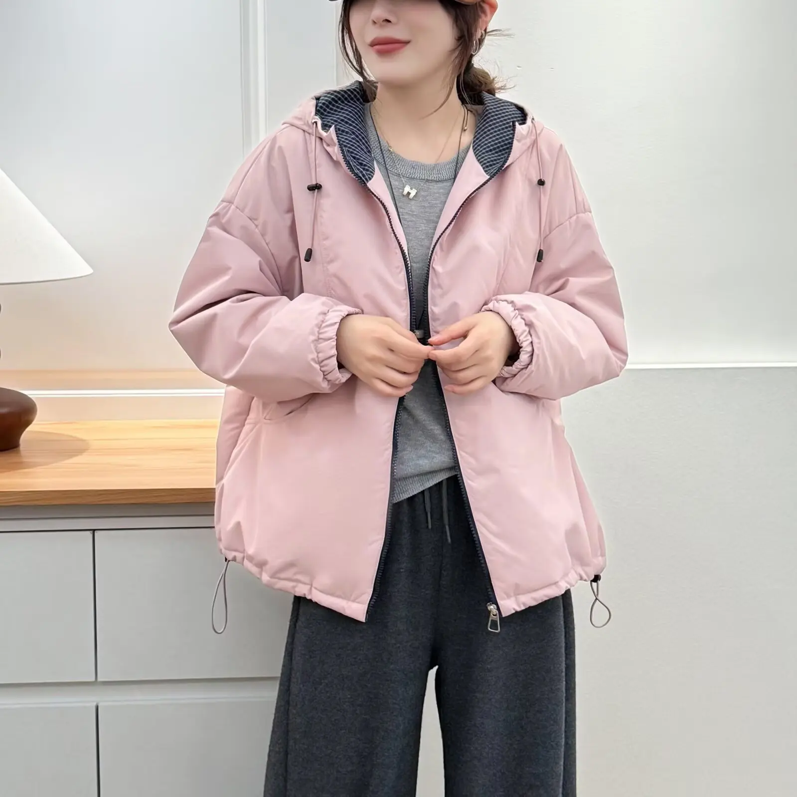 XXXXL Fashion Plus Size Women's Parkas New Winter Casual Youthful Hooded Padded Jacket Versatile And Warm Zipper Coat 320